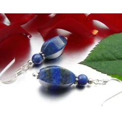 Ohrringe Ohrhänger aus echtem Lapis-Lazuli & 925 Silber blau Ohrschmuck Damen
