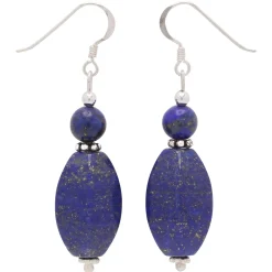 Ohrringe Ohrhänger aus echtem Lapis-Lazuli & 925 Silber blau Ohrschmuck Damen