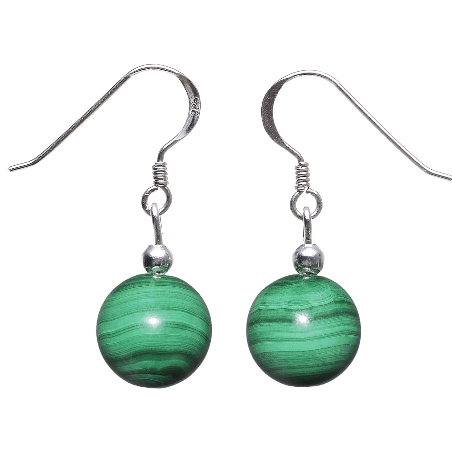 Ohrringe Ohrhänger aus echtem Malachit grün & 925 Silber, Ohrschmuck