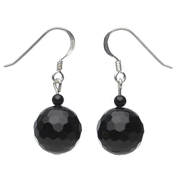 Ohrringe Ohrhänger aus echtem Onyx & 925er Silber, 12mm, schwarz
