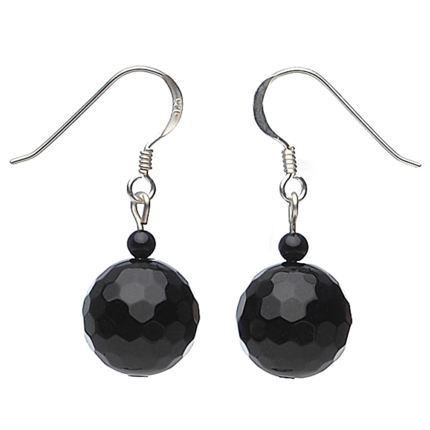 Ohrringe Ohrhänger aus echtem Onyx & 925er Silber, 12mm, schwarz