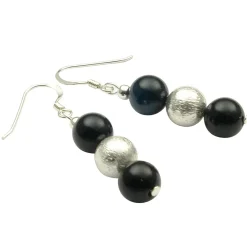 Ohrringe Ohrhänger aus echtem Onyx & 925er Silber, schwarz