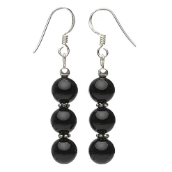 Ohrringe Ohrhänger aus echtem Onyx & 925 Silber