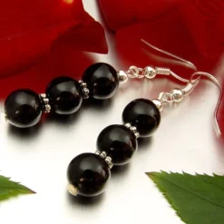 Ohrringe Ohrhänger aus echtem Onyx & 925 Silber