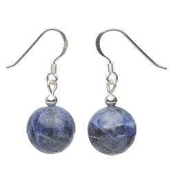 Ohrringe Ohrhänger aus echtem Sodalith & 925 Silber, violett-blau