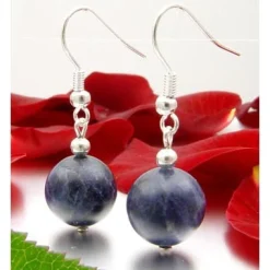 Ohrringe Ohrhänger aus echtem Sodalith & 925 Silber, violett-blau