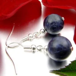 Ohrringe Ohrhänger aus echtem Sodalith & 925 Silber, violett-blau
