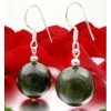 Ohrringe Ohrhänger aus echter Jade & 925er Silber, Ø14mm