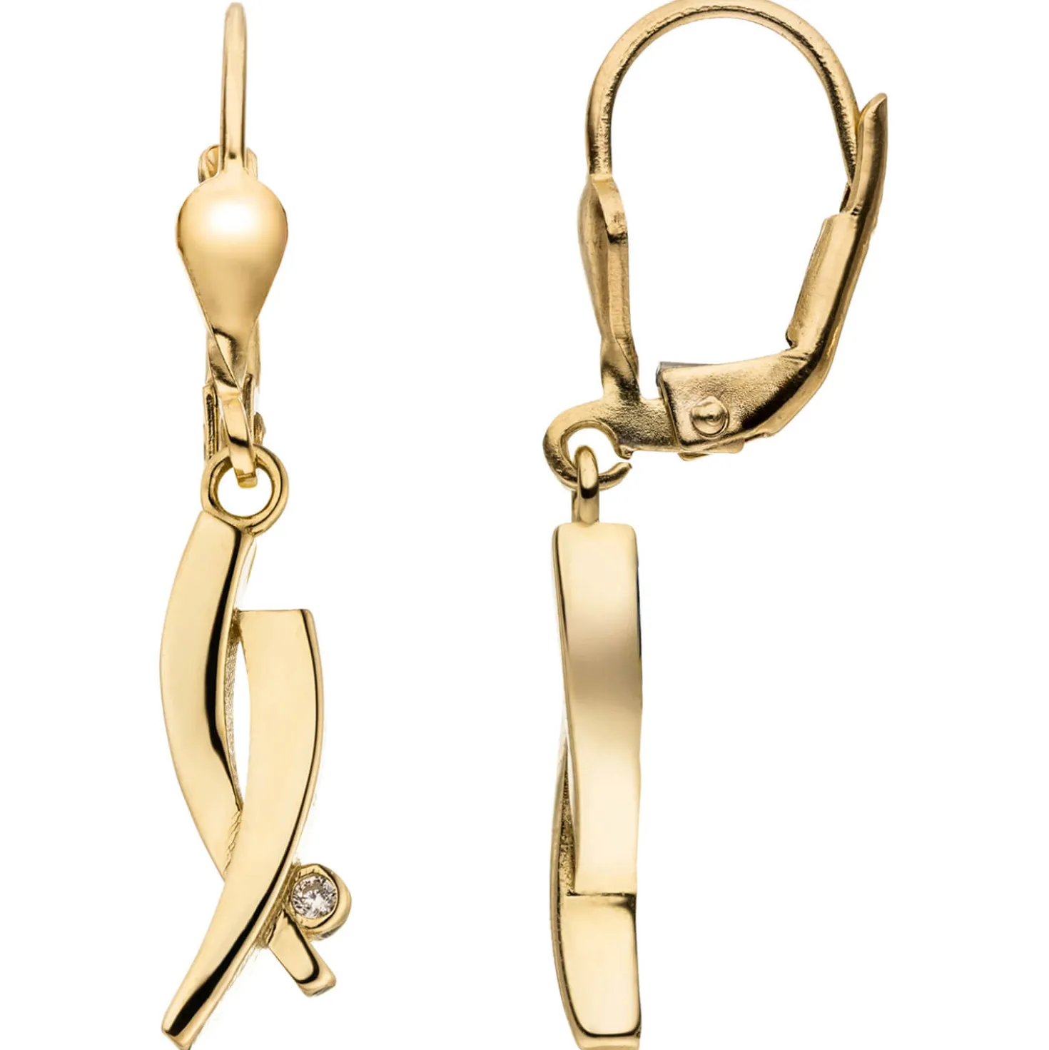 Ohrringe Ohrhänger aus 333 Gold Gelbgold mit Zirkonia 30,7x5,2mm Goldohrringe
