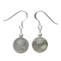 Ohrringe Ohrhänger aus Labradorit & 925 Silber, grau, mit Schimmer