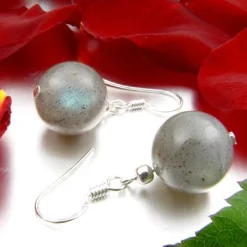 Ohrringe Ohrhänger aus Labradorit & 925 Silber, grau, mit Schimmer