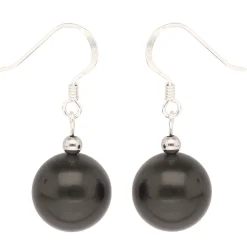 Ohrringe Ohrhänger aus Muschelkernperlen & 925 Silber, Ø12mm, grau