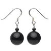 Ohrringe Ohrhänger aus Onyx & 925er Silber schwarz glatt glänzend Ohrschmuck