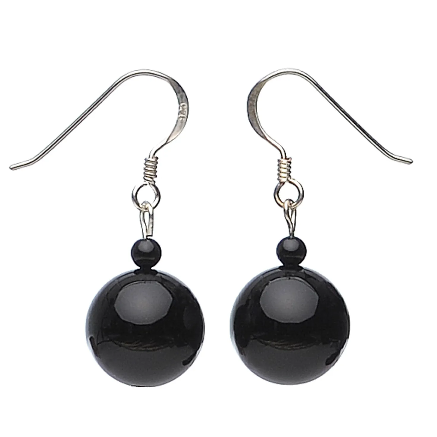 Ohrringe Ohrhänger aus Onyx & 925er Silber schwarz glatt glänzend Ohrschmuck