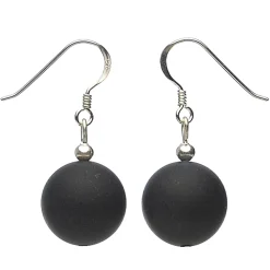Ohrringe Ohrhänger aus Onyx & 925 Silber, schwarz, matt, Ohrschmuck