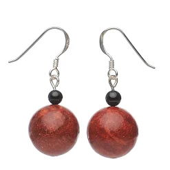 Ohrringe Ohrhänger aus Schaumkoralle & Onyx 925 Silber