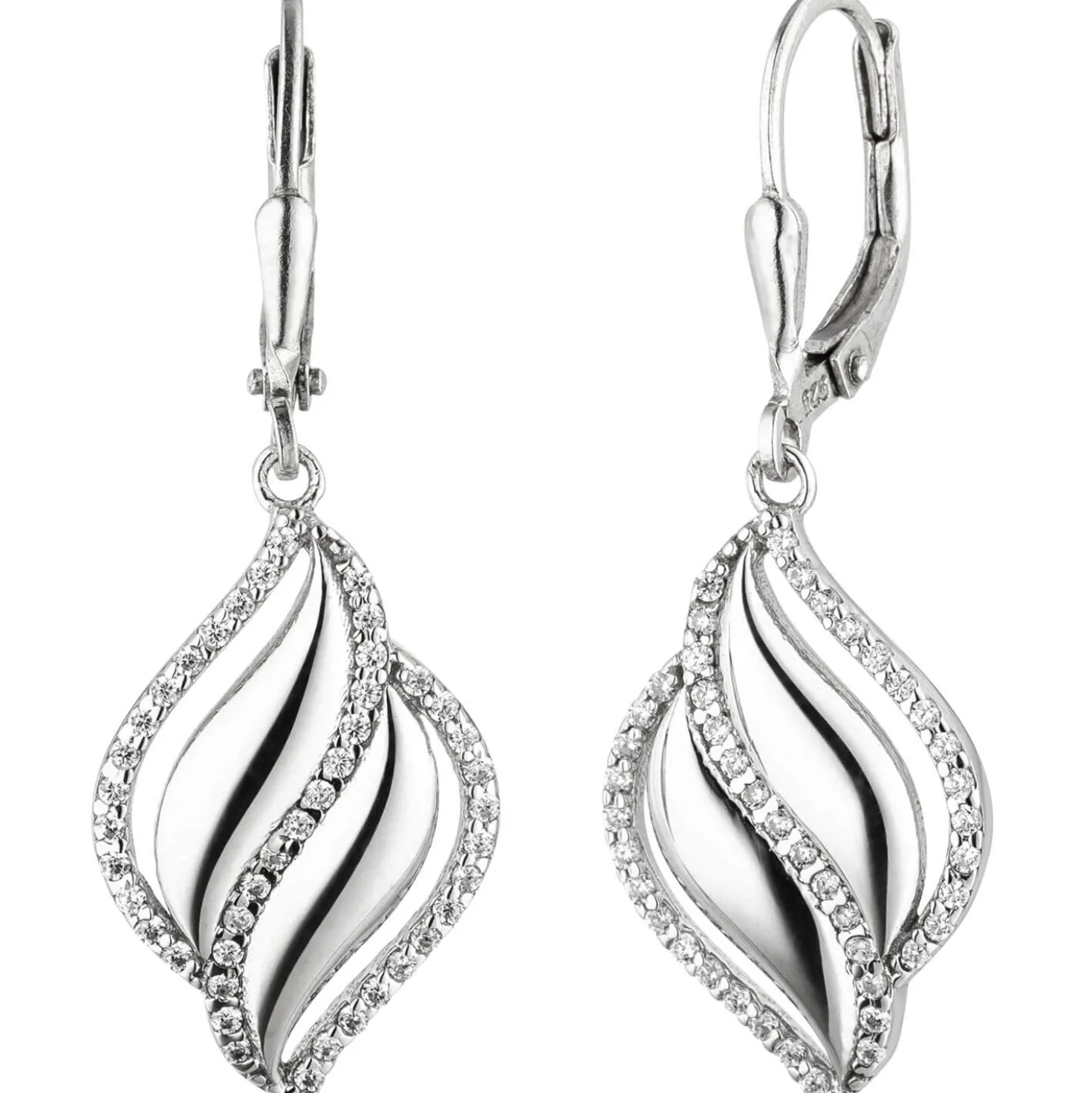Ohrringe Ohrhänger aus 925 Silber mit 86 Zirkonia Boutons Ohrschmuck 36,9x13,1mm