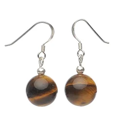 Ohrringe Ohrhänger aus Tigerauge & 925 Silber, braun, Damen