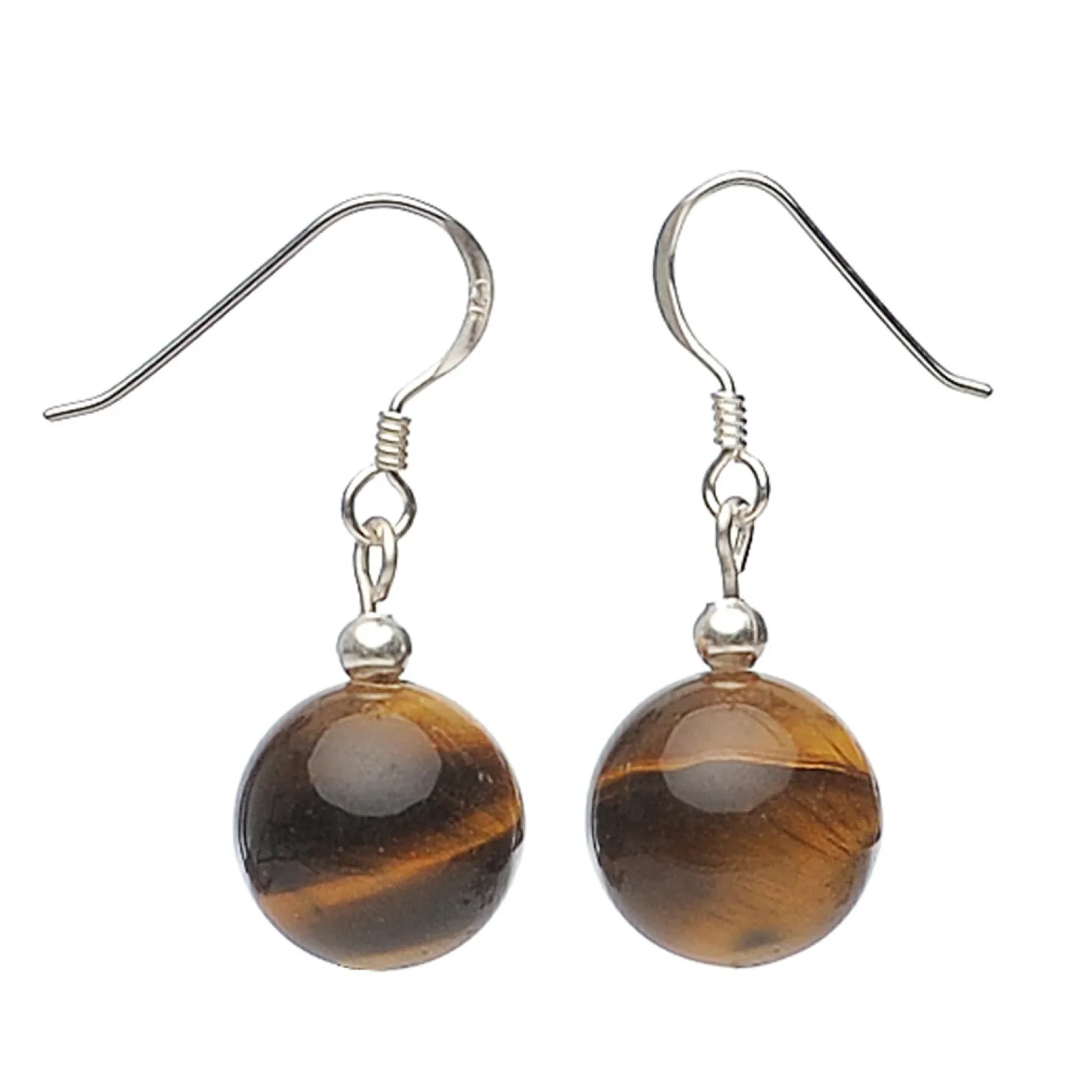 Ohrringe Ohrhänger aus Tigerauge & 925 Silber, braun, Damen