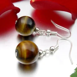 Ohrringe Ohrhänger aus Tigerauge & 925 Silber, braun, Damen