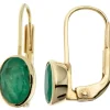 Ohrringe Ohrhänger Boutons Smaragd grün oval 333 Gold Gelbgold schlicht
