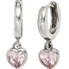 Ohrringe Ohrhänger Creolen Herz Herzen mit Zirkonia rose 925 Silber
