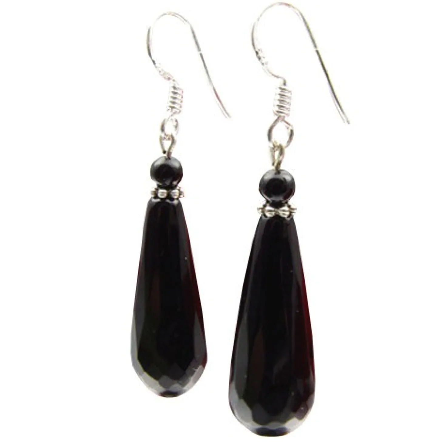 Ohrringe Ohrhänger echter Onyx facettiert & 925 Silber schwarz Tropfen Damen