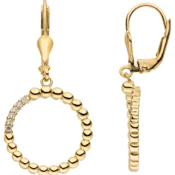 Ohrringe Ohrhänger Kreise aus 333 Gold Gelbgold mit 12 Zirkonia Ø 16,9mm