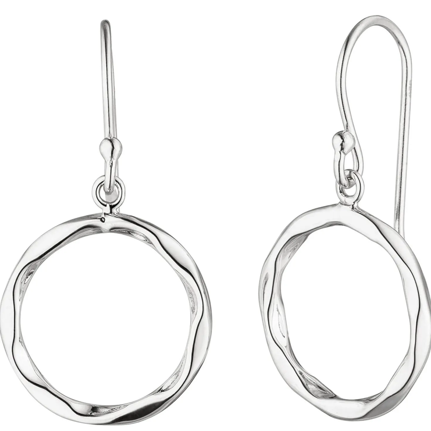 Ohrringe Ohrhänger Kreise rund aus 925 Silber rhodiniert Ohrhaken 30,4x16,7mm