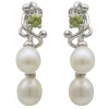 Ohrringe Ohrhänger mit Stecker Süßwasser Perlen & Peridot 925 Silber Damen