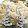 Ohrringe Ohrhänger 28mm Euro Zeichen Eurozeichen mit Zirkonia 925 Silber Damen