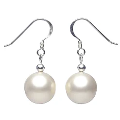 Ohrringe Ohrhänger Muschelkernperlen 10mm & 925 Silber weiß Ohrschmuck