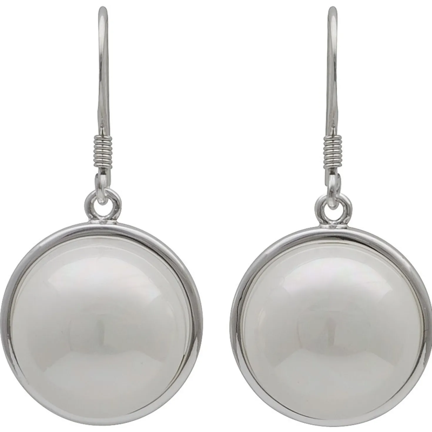 Ohrringe Ohrhänger Perle Muschelkernperle weiß rund schlicht 925 Silber Damen