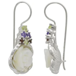 Ohrringe Ohrhänger Rosen Perlmutt Amethyst Granat Peridot 925 Silber Damen