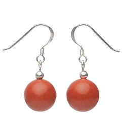 Ohrringe Ohrhänger, roter Jaspis und 925er Silber, glatt, Blutjaspis