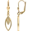 Ohrringe Ohrhänger spitzoval aus 333 Gold Gelbgold mit 24 Zirkonia 31,5x6,8mm