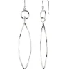 Ohrringe Ohrhänger spitzoval aus 925 rhodiniert Silber Ohrhaken 87x16,7mm Damen