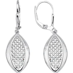 Ohrringe Ohrhänger spitzoval 36,8x11,4mm 925 Silber rhodiniert mit 78 Zirkonia