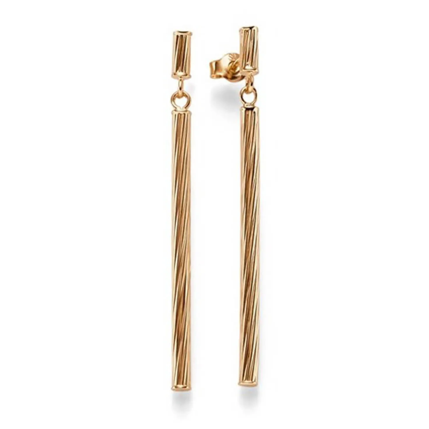 Ohrringe Ohrhänger Stäbchen 46x2,5mm aus 585 Gold Rotgold strukturiert