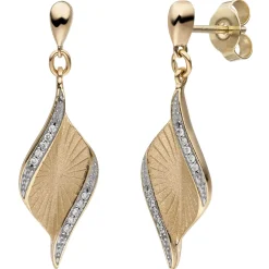 Ohrringe Ohrhänger 8,7x29,7mm aus 585 Gold Gelbgold 20 Brillanten 0,06 Ct