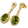 Ohrringe Ohrhänger 7,8x21,8mm aus 585 Gold Gelbgold mit Peridot grün Damen
