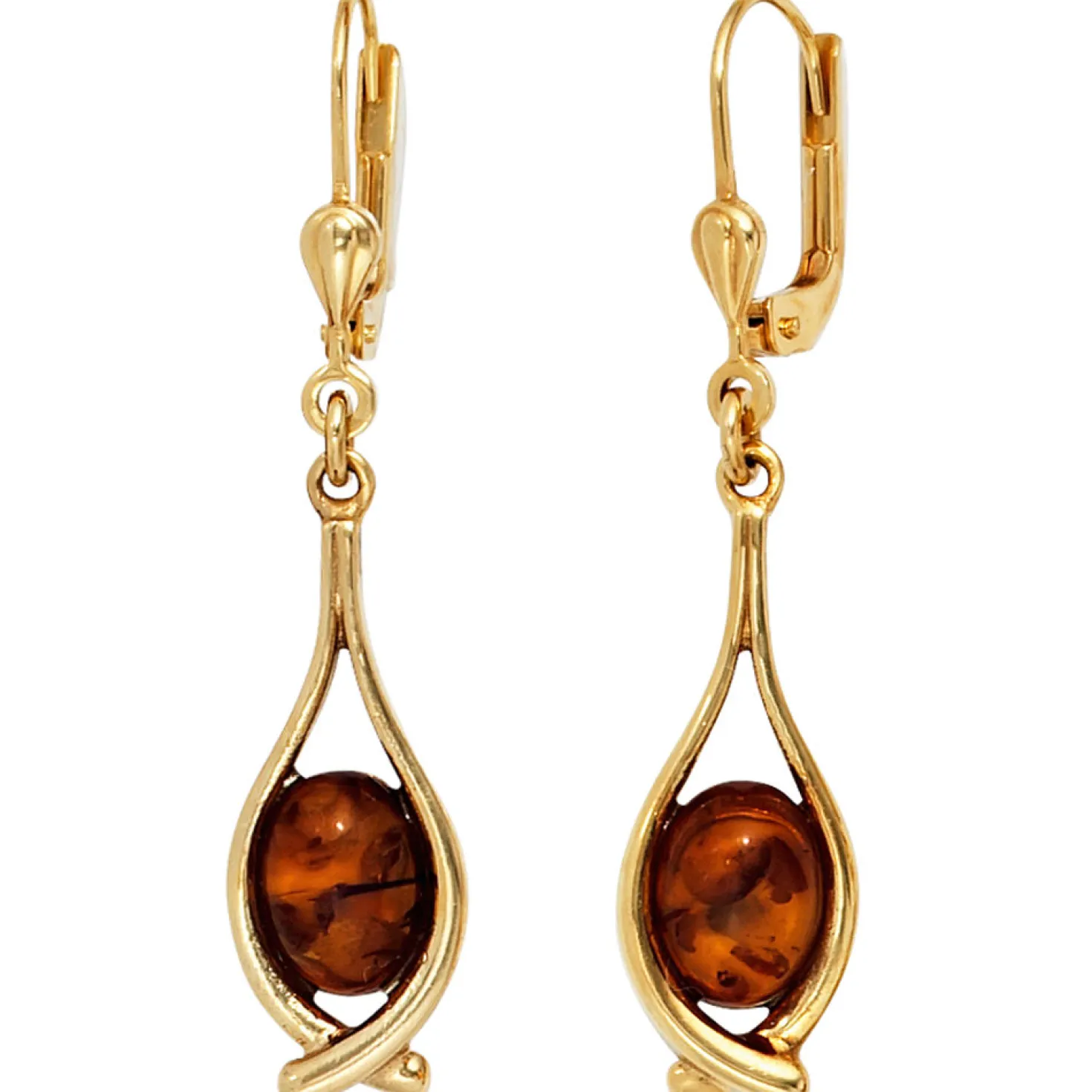 Ohrringe Ohrhänger 8,7x40,3mm Bernstein orange-braun 375 Gold Gelbgold