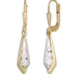 Ohrringe Ohrhänger 5,4x30,3mm Boutons 333 Gold Gelbgold Zirkonia Damen