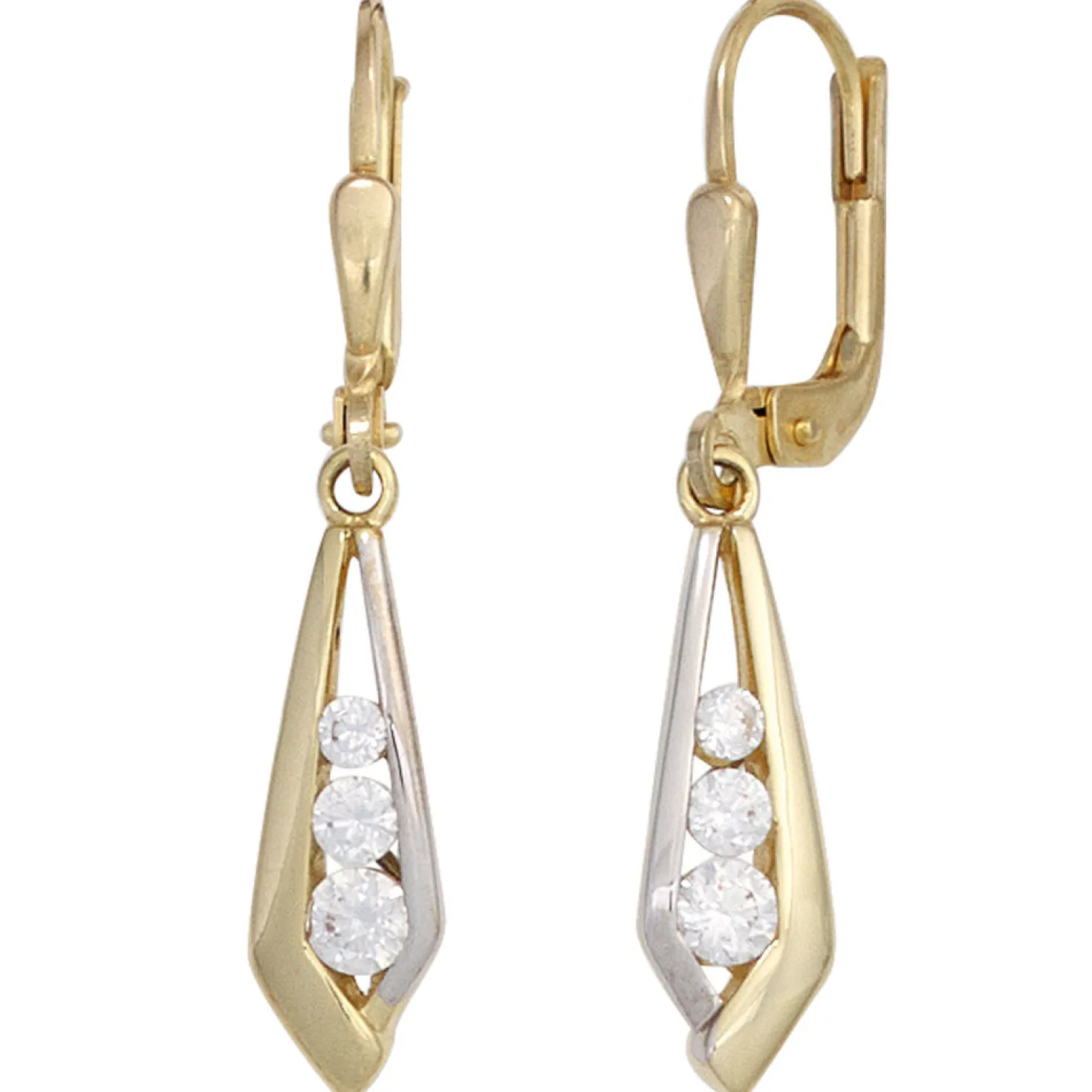 Ohrringe Ohrhänger 5,4x30,3mm Boutons 333 Gold Gelbgold Zirkonia Damen