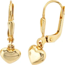 Ohrringe Ohrhänger 6,5x20,8mm Boutons Herz Herzen 333 Gold Gelbgold für Damen