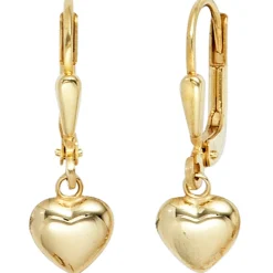 Ohrringe Ohrhänger 6,5x20,8mm Boutons Herz Herzen 333 Gold Gelbgold für Damen