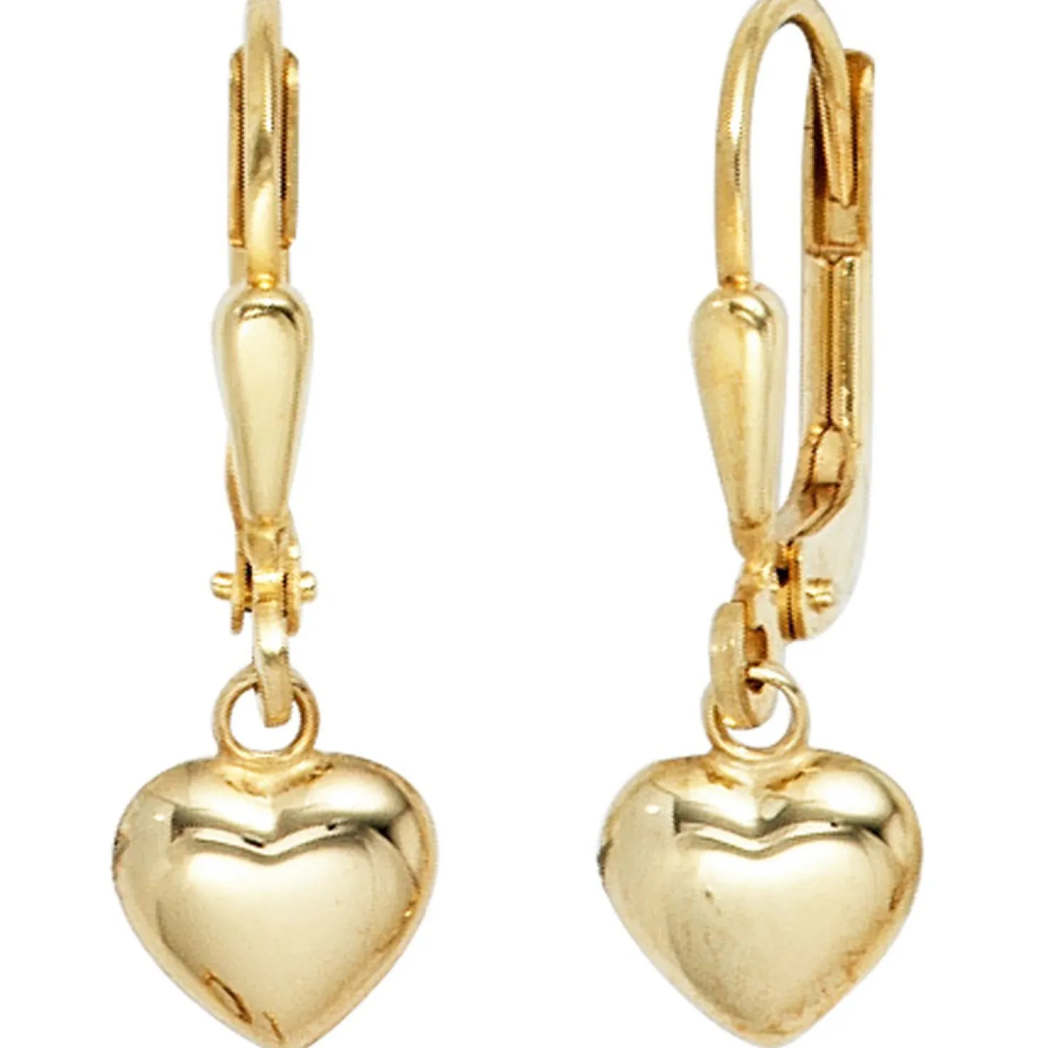 Ohrringe Ohrhänger 6,5x20,8mm Boutons Herz Herzen 333 Gold Gelbgold für Damen