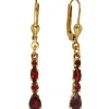 Ohrringe Ohrhänger 4,2x34,9mm Boutons mit Granat dunkelrot 375 Gold Gelbgold