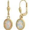 Ohrringe Ohrhänger 7,3x25mm Boutons mit Opal oval 333 Gold Gelbgold Damen