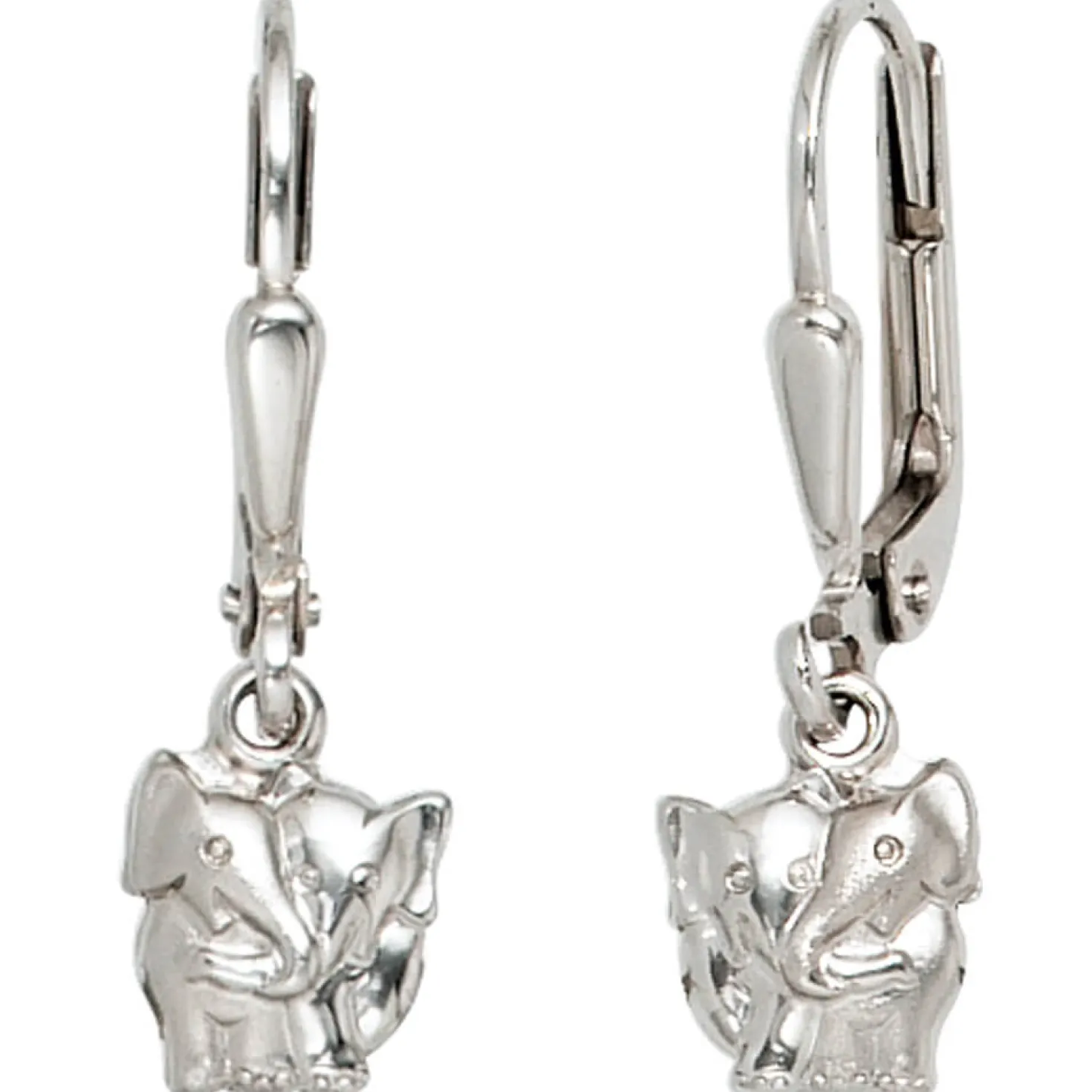 Ohrringe Ohrhänger 6,4x21,5mm Boutons Paar Elefanten 925 Silber teilmattiert